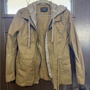 Love Tree Women’s Jacket Green with Gray Hood